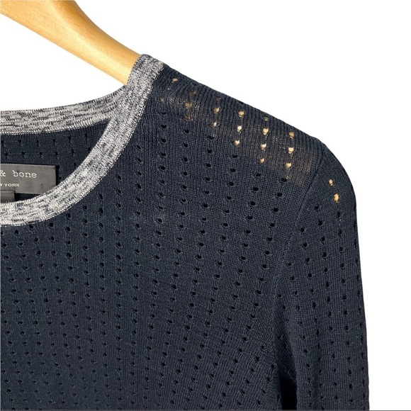 rag & bone Ariana Perforated Split Back Sweater Pullover Size Medium - Picture 7 of 11